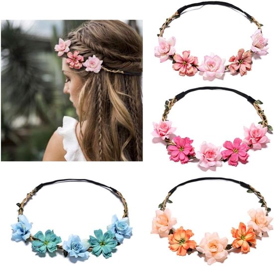 Misfun Haarsieraad voor bruiloft, boho, bloemenkrans, haar