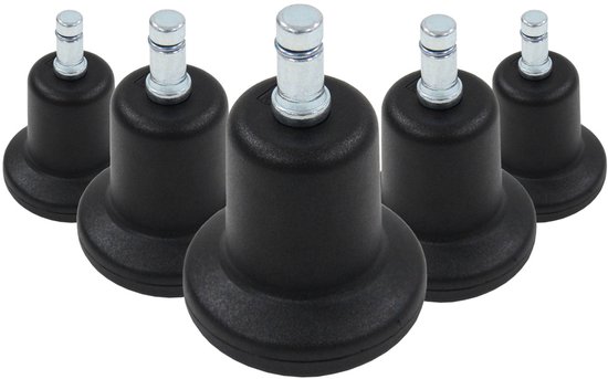 hjh office de sol pour chaise de bureau - Klein No 11 - Broche 11 mm - Set de 5 - Zwart