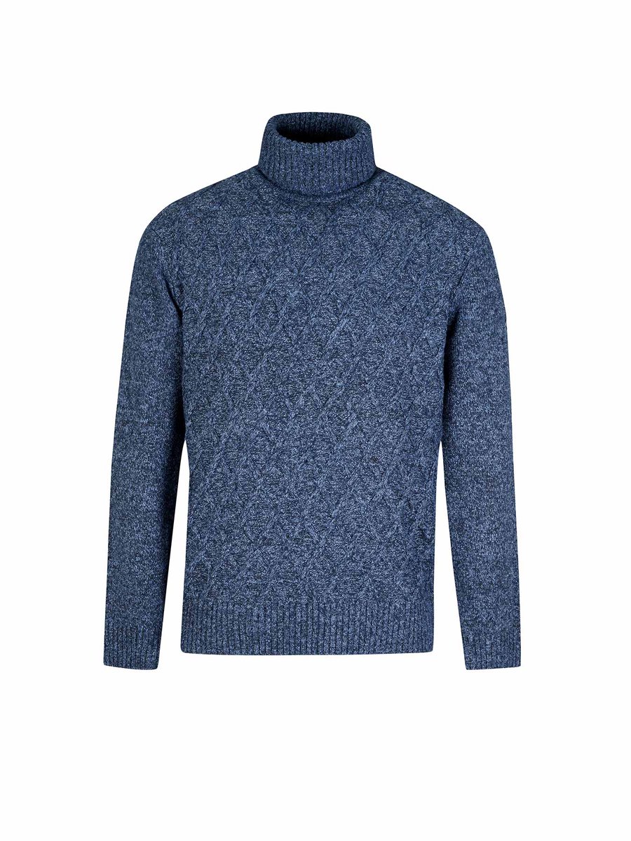 BJØRNSON Faas Coltrui Pullover Heren Wafelpatroon Knit 2XL Blauw