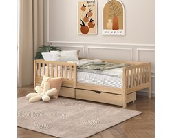 Sunny Isa Kinderbed – Met 2 Opberglades – Kajuitbed met Uitvalbeveiliging - 206 x 98 cm – 