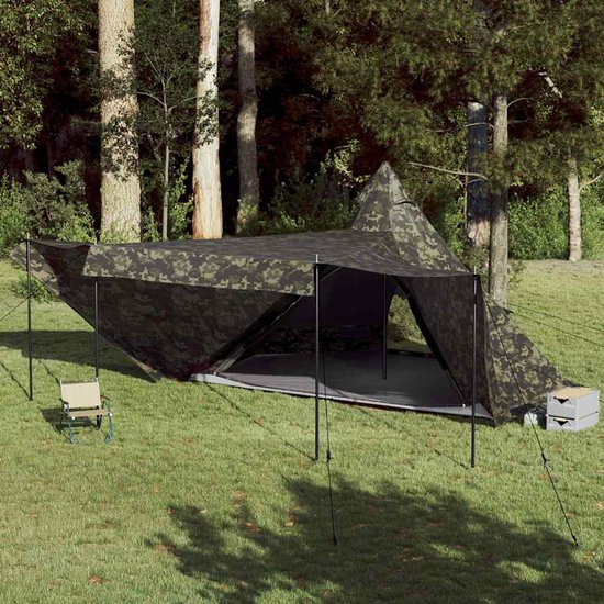 vidaXL Tipitent 6-persoons Camouflage Waterdicht Kampeerten - Tipi Tent - Familietent - Buitenslapen - Campinguitrusting van Vidaxl — afbeelding 3