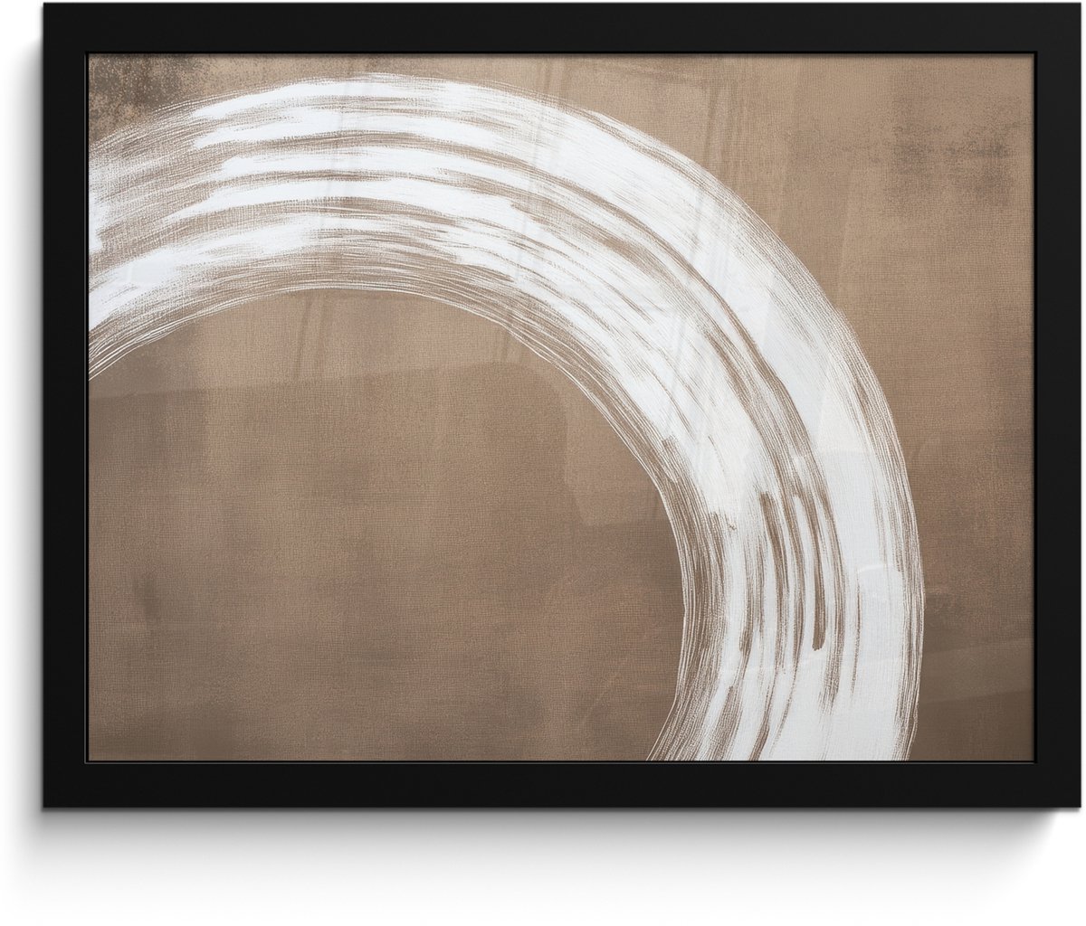 FrameYourWall Poster in lijst - Fotolijst 40x30 cm - Posters - Verf - Bruin - Japandi - Posterlijst zwart - Decoratie - Wanddecoratie woonkamer - Muurdecoratie slaapkamer Japandi - Cirkel