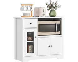 Magnetronkast - Keukenkast - Keukenrek Staand - Ovenkast - 80 x 35 x 72,2 cm - Organizers - Dubbele Draagplank - Aanrecht Organiser - Wit