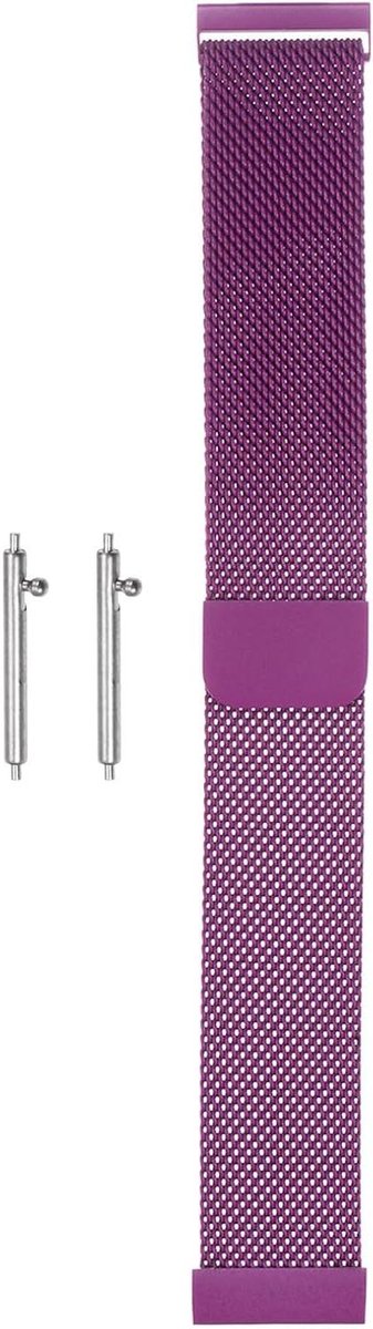 Roestvrij stalen mesh horlogeband 18 mm met magnetische sluiting, paars - snel te wisselen en verstellen, unisex.
