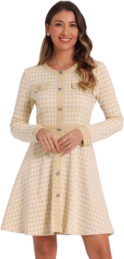 Elegante damesjurk met ruches aan de mouwen, A-lijn