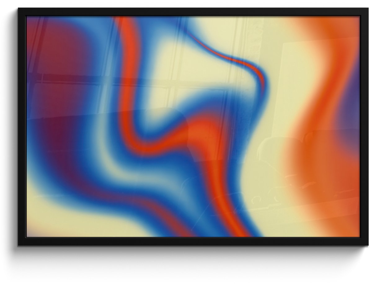 FrameYourWall Poster in lijst - Fotolijst 90x60 cm - Posters - Golven - Kleurrijk - Abstract - Posterlijst zwart - Decoratie - Wanddecoratie woonkamer - Muurdecoratie slaapkamer
