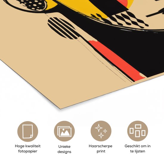 Poster 80x60 cm - Geometrisch - Felle kleuren - Kubistische stijl - Posters - Kamer decoratie - Wanddecoratie woonkamer - Muurdecoratie slaapkamer