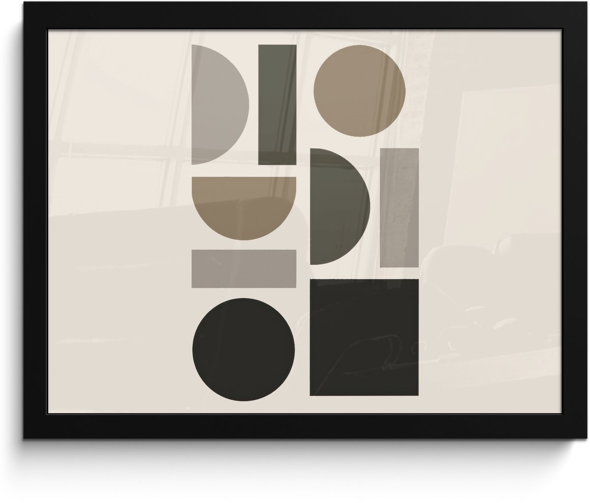FrameYourWall Poster in lijst - Fotolijst 40x30 cm - Posters - Natuurlijke tinten - Grafisch - Verticale compositie - Posterlijst zwart - Decoratie - Wanddecoratie woonkamer - Muurdecoratie slaapkamer Aardetinte - Grafisch