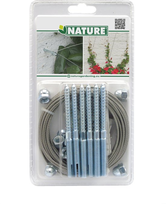 Nature - Spandraadsysteem voor klimplanten - 10m - verzinkte kabel - spandraad