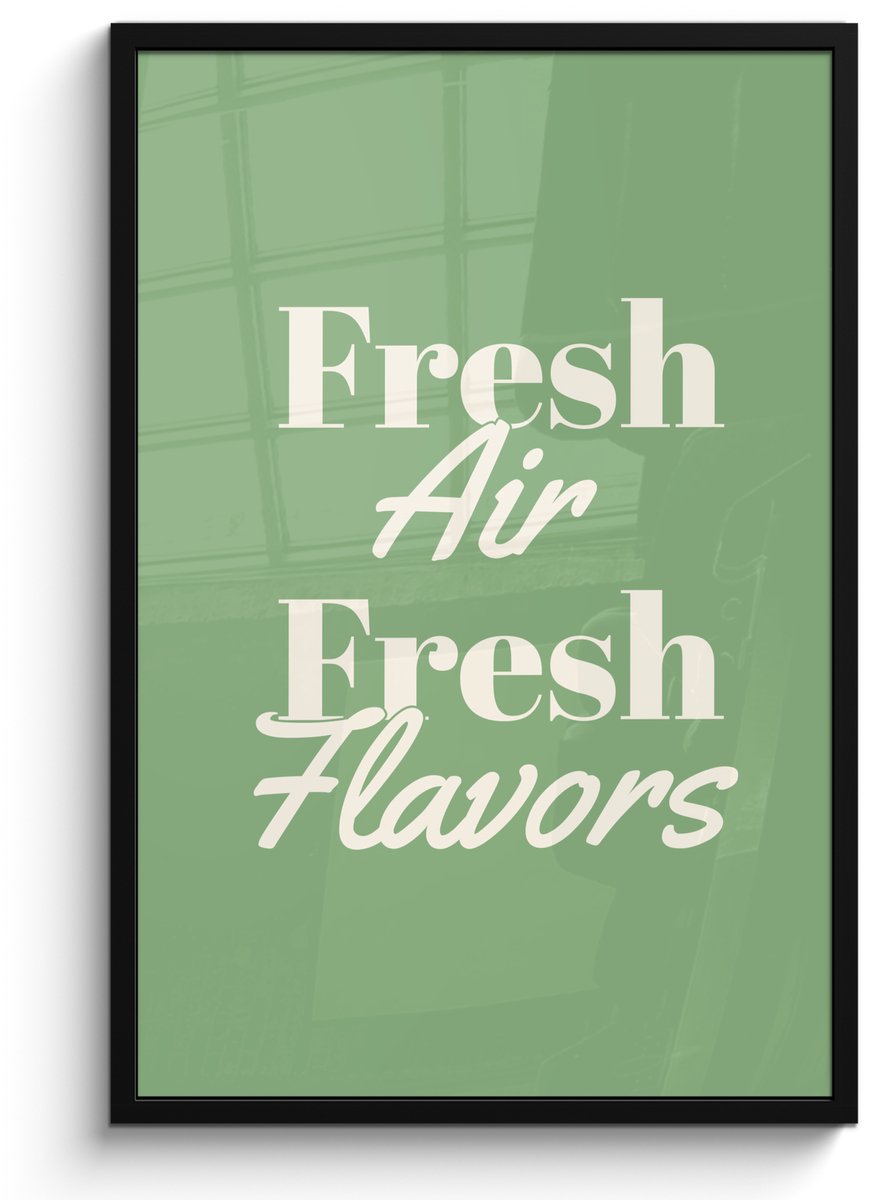 FrameYourWall Poster in lijst - Fotolijst 60x90 cm - Posters - Tekst - Groen - Sierlijk - Letters - Posterlijst zwart - Decoratie - Wanddecoratie woonkamer - Muurdecoratie slaapkamer