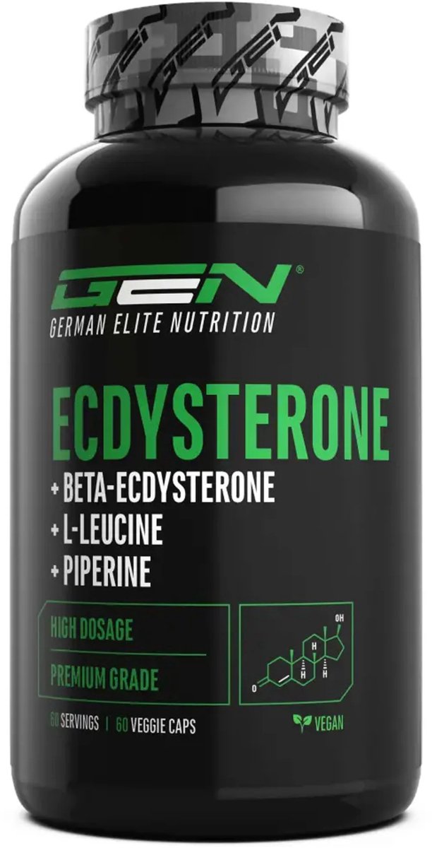 Ecdysterone Complex - Hoog gedoseerd met 760 mg per capsule - Premium: 90% Beta-Ecdysterone + L-Leucine + Piperine - 60 Capsules - Hoog gedoseerd - Veganistisch - GEN
