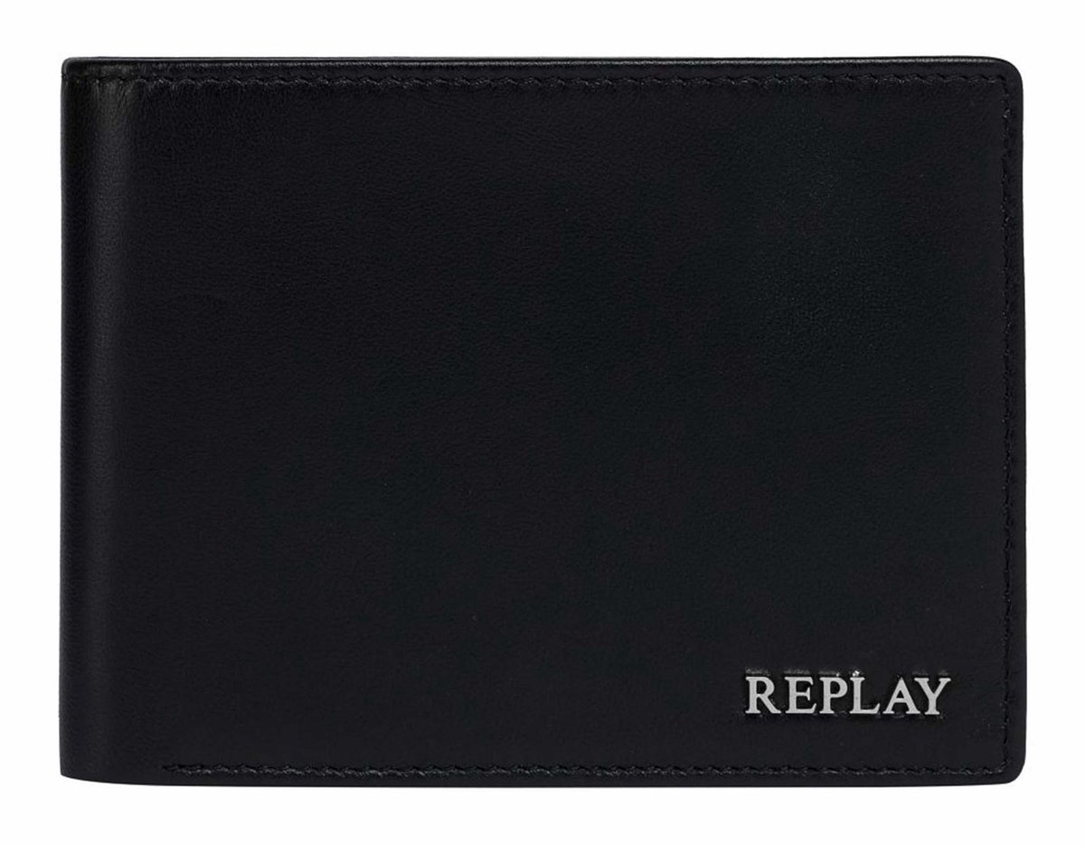 REPLAY Leren portemonnee Wallet Black zwart