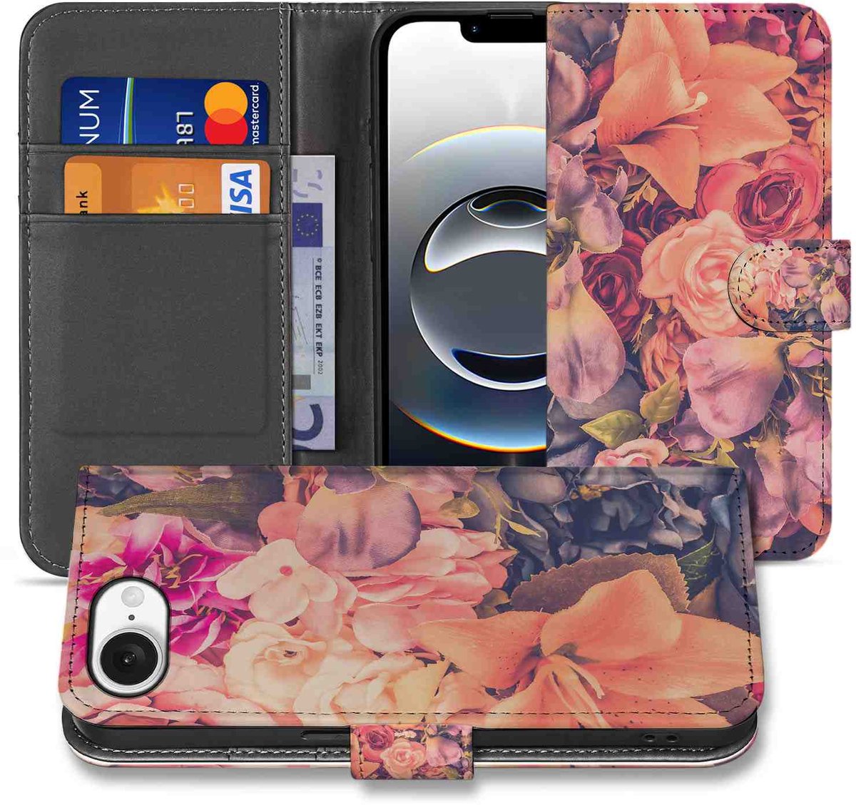 Book Case voor iPhone 16e/17e Hoesje Bosje Bloemen