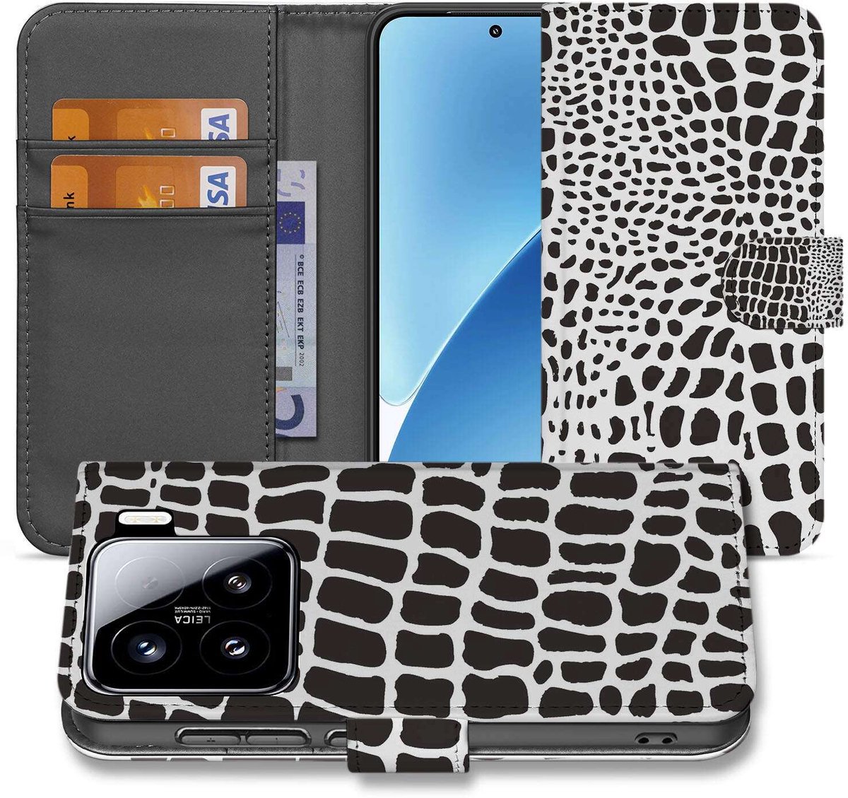Xiaomi 15 Telefoonhoesje met Pasjes Slangenprint
