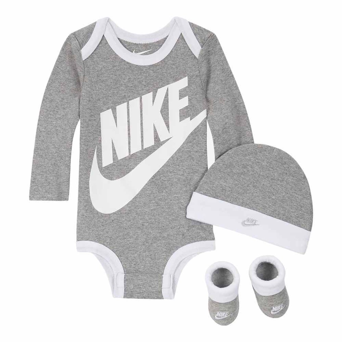 Nike Kids Futura Logo Set Met Lange Mouwen 3 Eenheden Grijs 6-12 Months Jongens,Meisjes