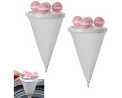 2-stuks Wasmachine pluizenfilter - Wasmachine filterzak - Wasmachine haarverzamelaar - Huisdierhaarverzamelaar - Drijvend ontwerp - Herbruikbaar - Vangt kledingresten op - Geschikt voor het reinigen van wasmachineresten - Roze