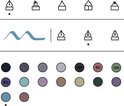 Verschillende iconen en kleurencirkels met labels