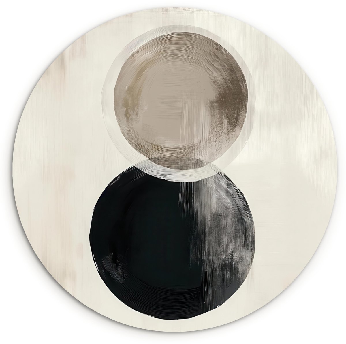 WallCircle® Wandcirkel 150x150 cm - Muurcirkel Cirkels - Vorm - Beige - Abstract - Muurdecoratie woonkamer - Wanddecoratie slaapkamer - Kamer decoratie accessoires - Ronde schilderijen