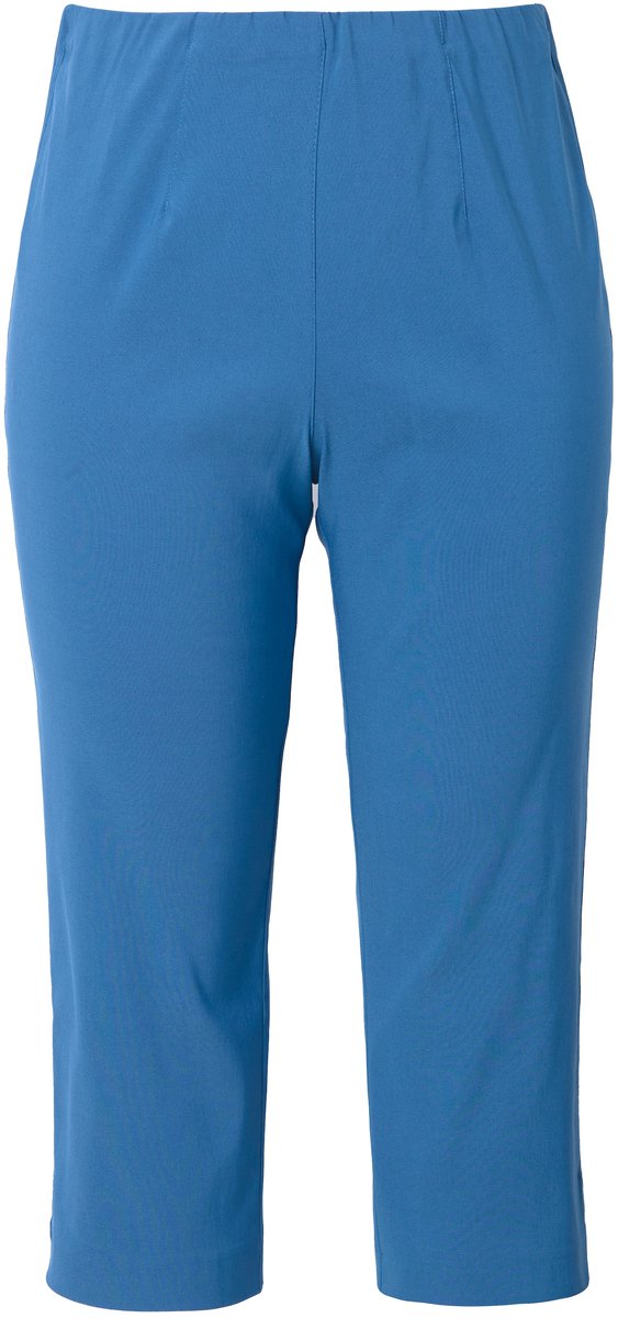 Ulla Popken - Dames - Bengalin broek kuitlang elastische tailleband stretch - Denim blauw - Maat 54