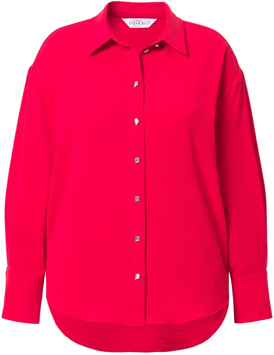 Studio Untold - Dames - Overhemdblouse oversized sierknopen - Rood - Maat 54+