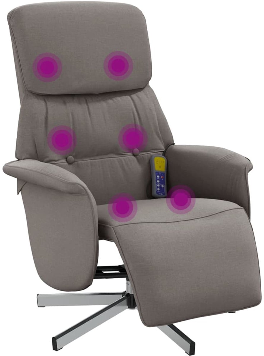 vidaXL Massagestoel - verstelbaar - met - voetensteun - stof - taupe
