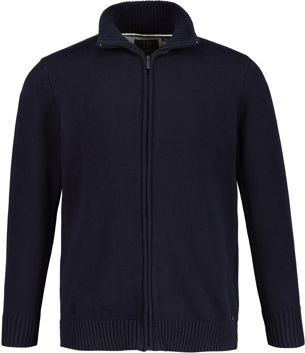 JP 1880 - Heren - Cardigan opstaande kraag geribbelde manchetten - Donkermarine - Maat 4XL