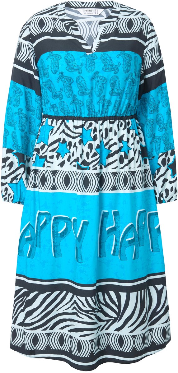 Angel of Style - Dames - Midi-jurk A-lijn all-over print elastische taille - Mineraalblauw - Maat 42