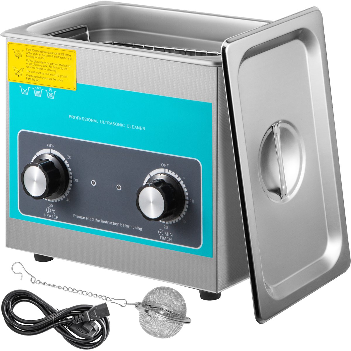 VEVOR 3L Ultrasone Reiniger - Draaiknopbediening met Verwarmingstimer - Roestvrij Staal 304 - Ultrasoonreiniger voor Brillen / Sieraden / Glazen / Tandheelkundige Instrumenten