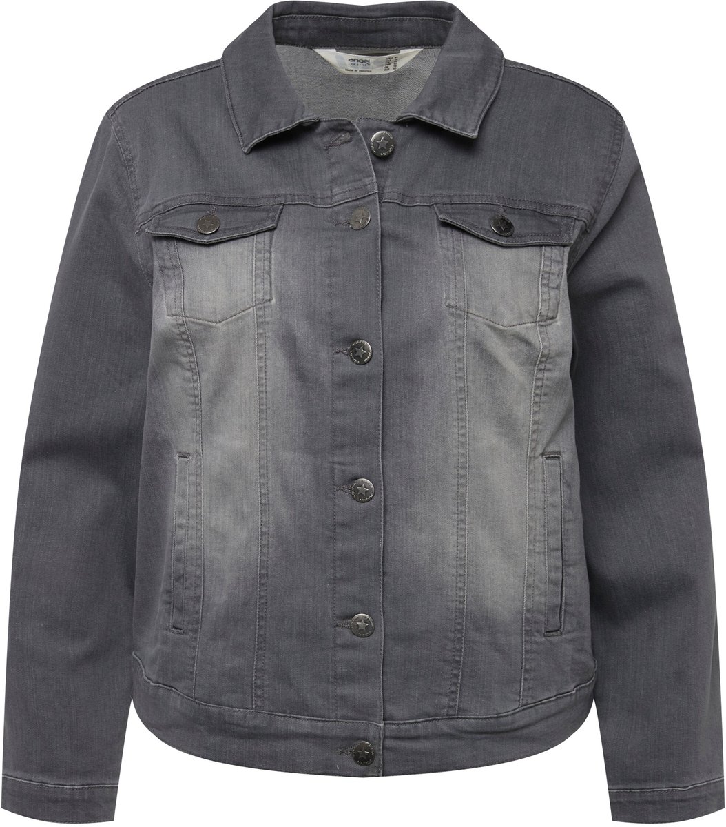 Angel of Style - Dames - Denim jas Frieda waseffecten overhemdkraag lange mouwen - Medium grijs - Maat 42