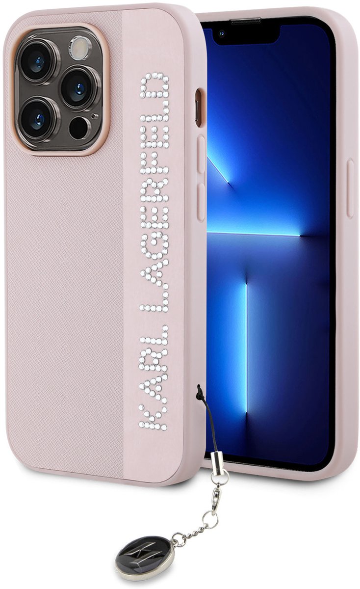 Karl Lagerfeld Back cover - iPhone 14 Pro - Roze - PU-leer - Schokabsorberend ontwerp