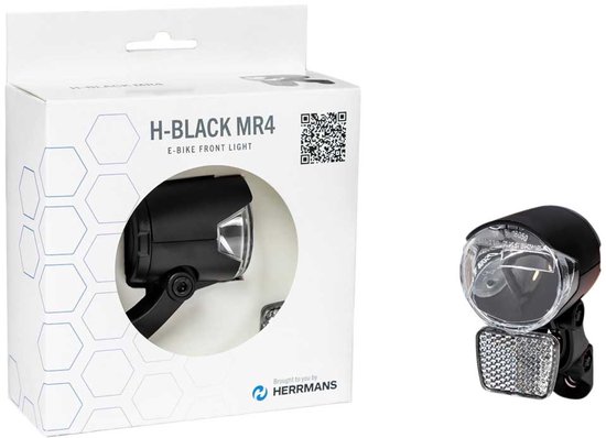 Herrmans H-Black MR4 Fietskoplamp – 35 Lux – LED – Naafdynamo 6V – 18 m Lichtbereik – Zwart — afbeelding 2