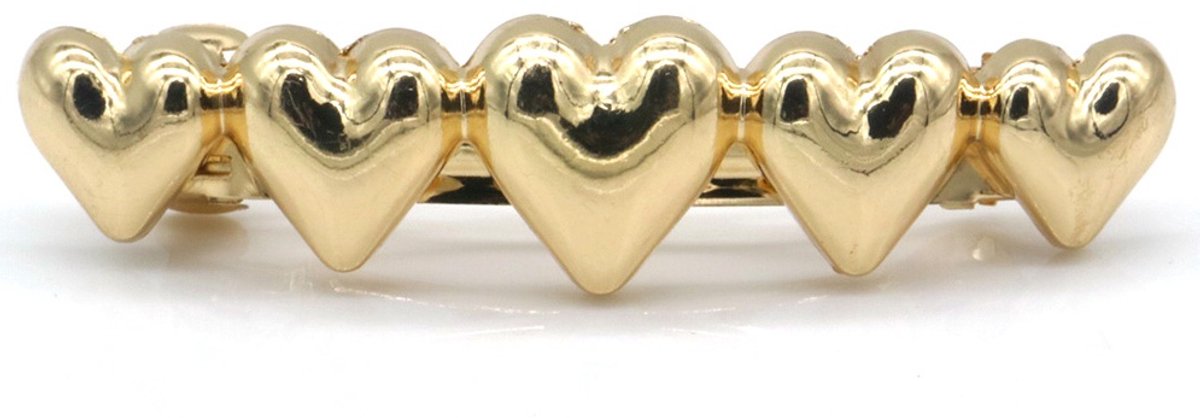 Haarclip met hartjes - metaal - goudkleurig - 8 cm - dames – valentijn – cadeau
