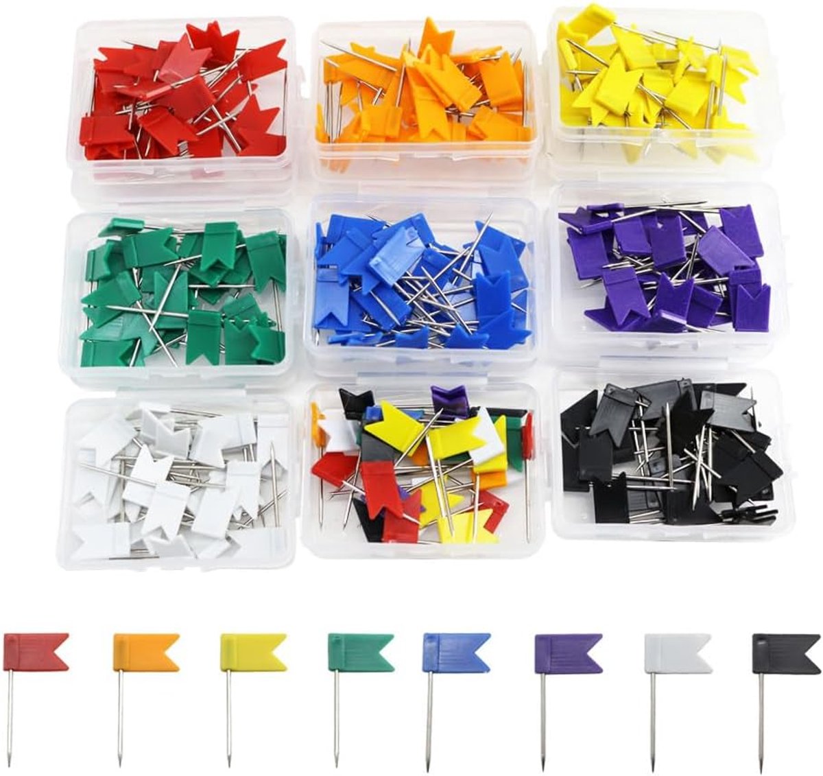 50 Stukken Map Tacks - Decoratieve Thumbtacks - Plastic - Kleurrijke Thumbtacks - Multicolour Kaart Thumbtacks - Flags voor Bulletin Board Markering - Multifunctionele Kantoorbenodigdheden