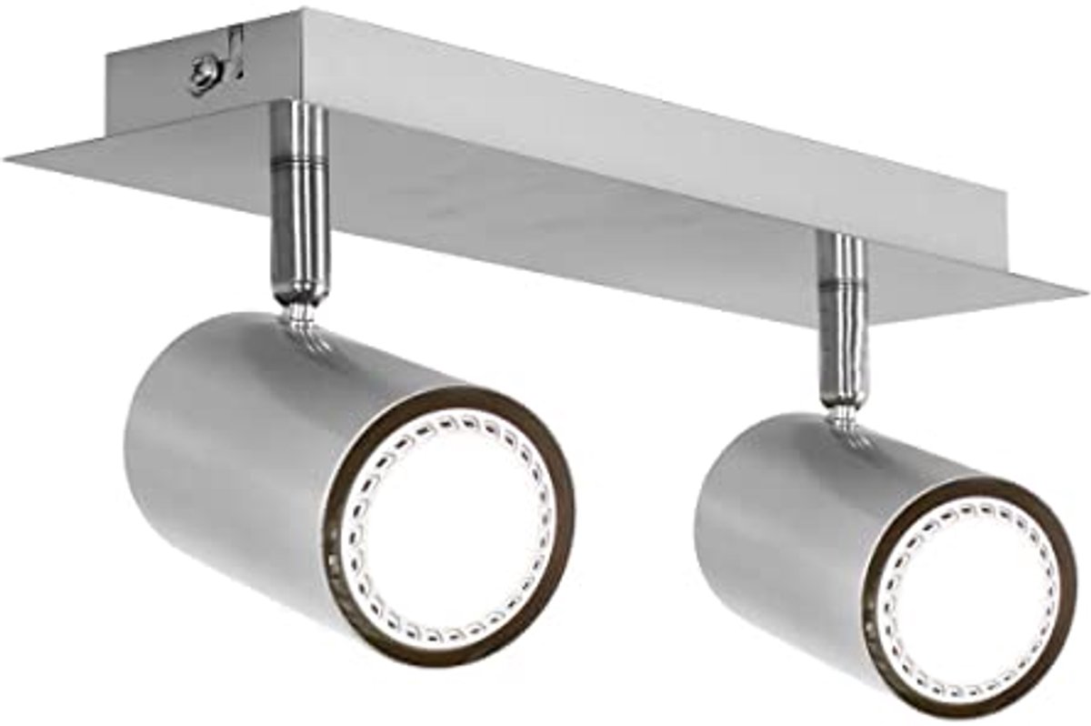 Moderne Spotbalk in Mat Nikkel met 2 Spots - 30 cm
