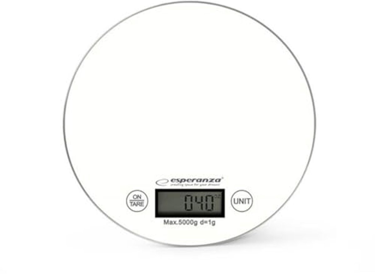 Digitale Keukenweegschaal Wit - Superdun Design met Groot Display - 20x20x2,6 cm