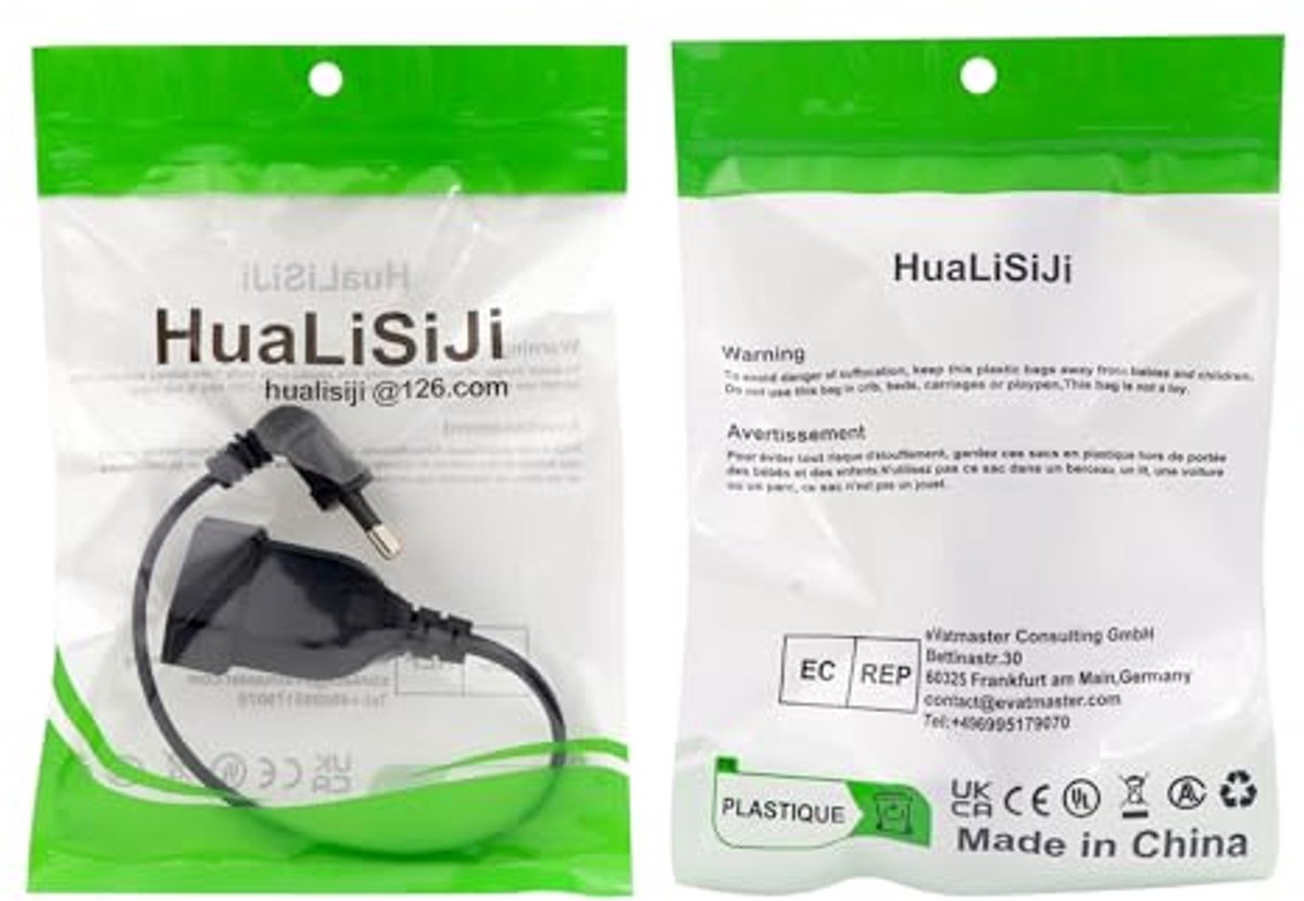 Verlengkabel Eurostekker 2,5A 250V 625W Plat 90 Graden 0.6m