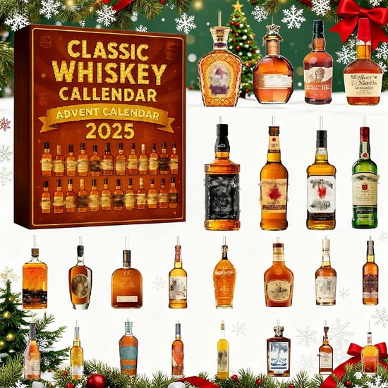 Whisky Adventkalender 2025 Met 24 Premium Hangornamenten - Wereldse Whisky Proeverij Kalender - Luxe Cadeau Voor Mannen En Whisky Liefhebbers