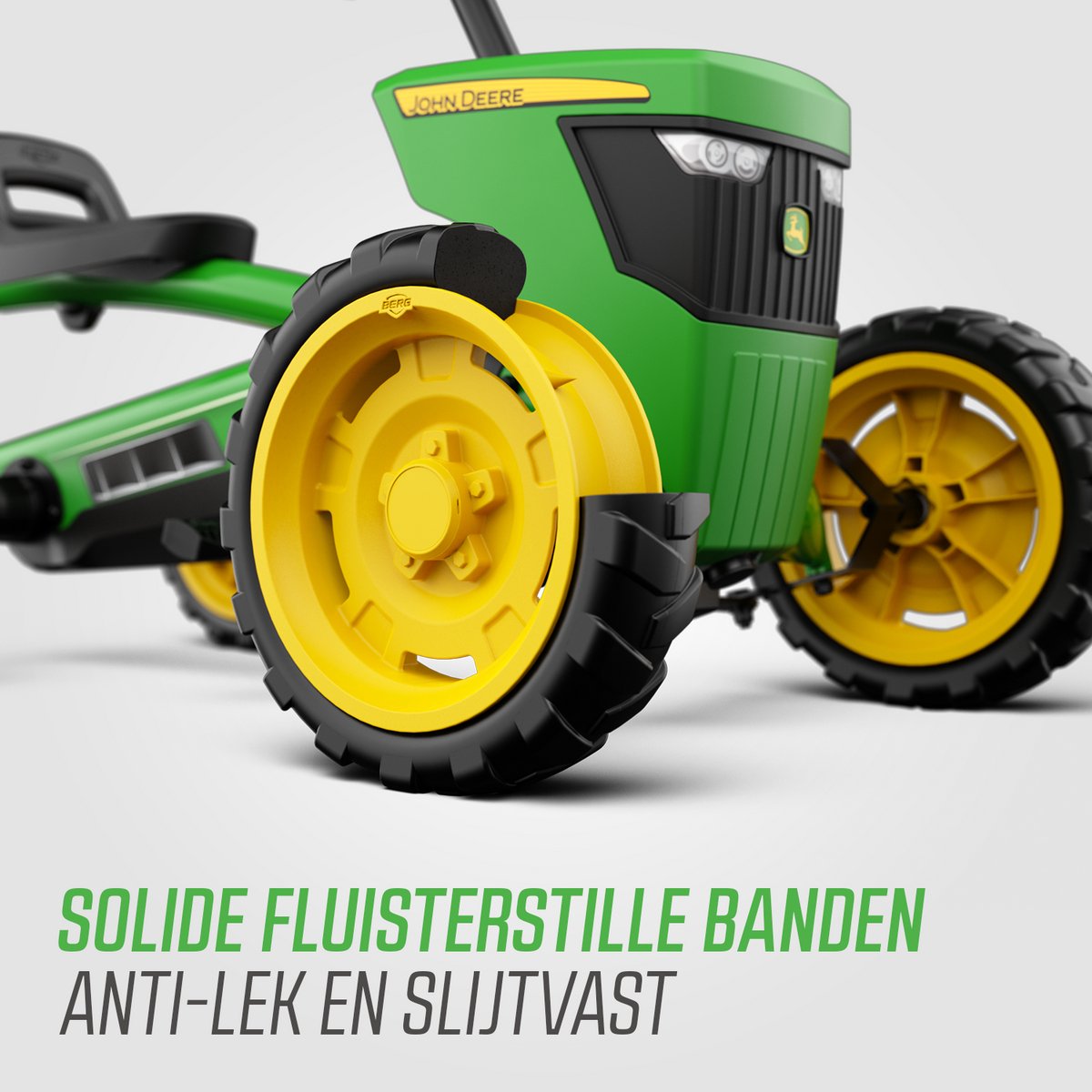 BERG Buzzy John Deere Skelter - Officieel licentieproduct - Verstelbare Stoel - Veilige en Stabiele Wegligging - Anti-Lek EVA banden - 2+ jaar - Groen/Geel — afbeelding 3