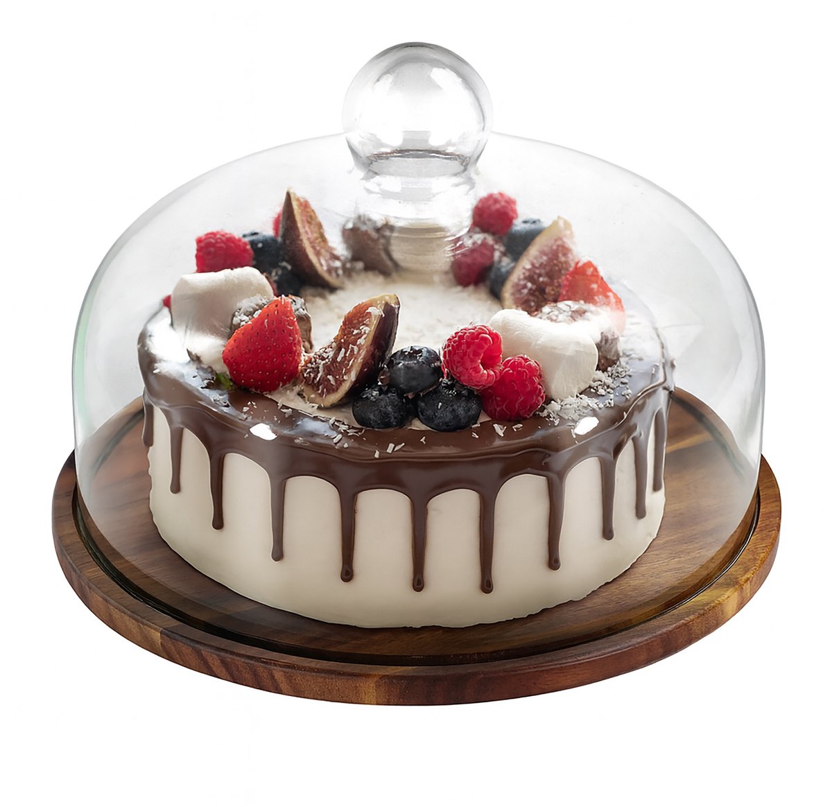 Taartplateau met stolp - 28 cm - acaciahout