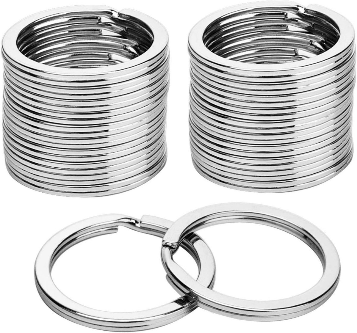 EXCITAT Sleutelhangers - Platte sleutelhangers - voor thuis, auto, kantoor - 100 stuks - Zilver