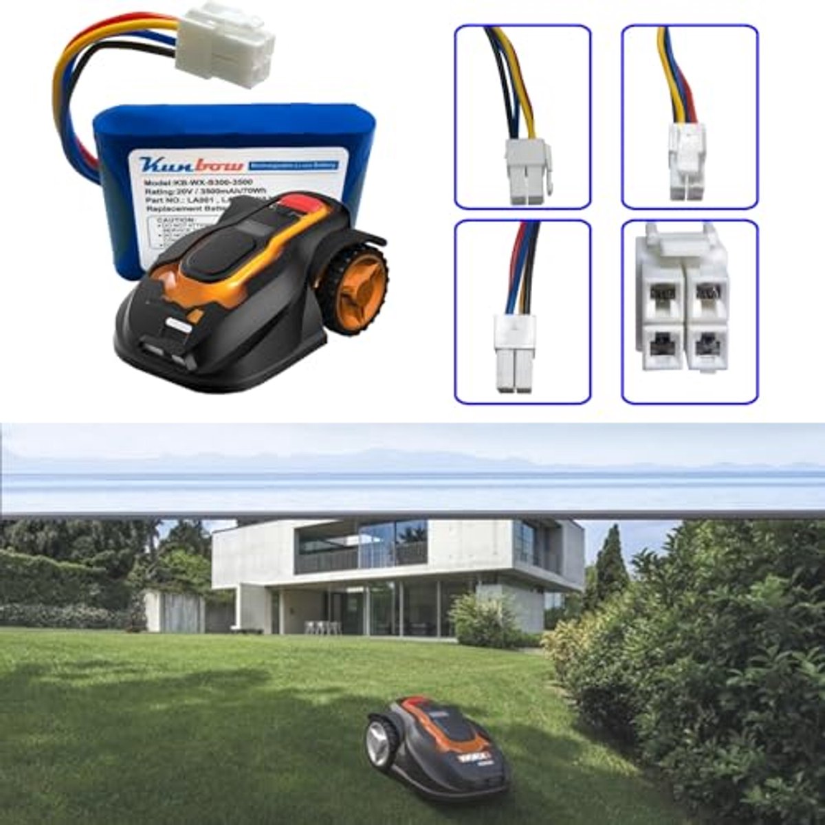Afbeelding 3 van 20V 3500mAh accu voor robotmaaiers - reserveaccu voor diverse modellen
