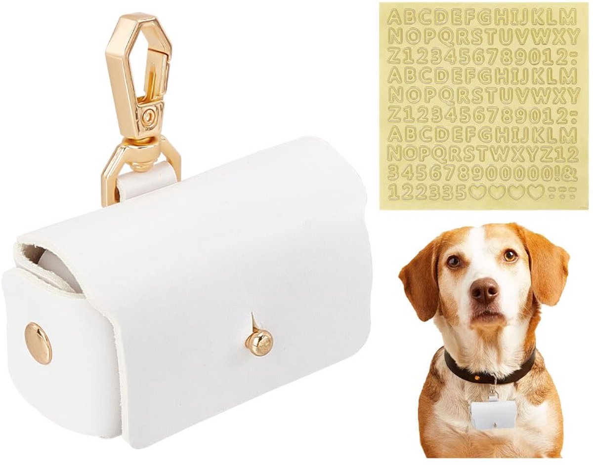 Ringdragerkussens voor hondenhalsband, imitatieleer, trouwring, kussendoos voor huisdier, witte trouwring, opbergkoffer met legering sluitingen en PVC-stickers voor voorstel, verloving,