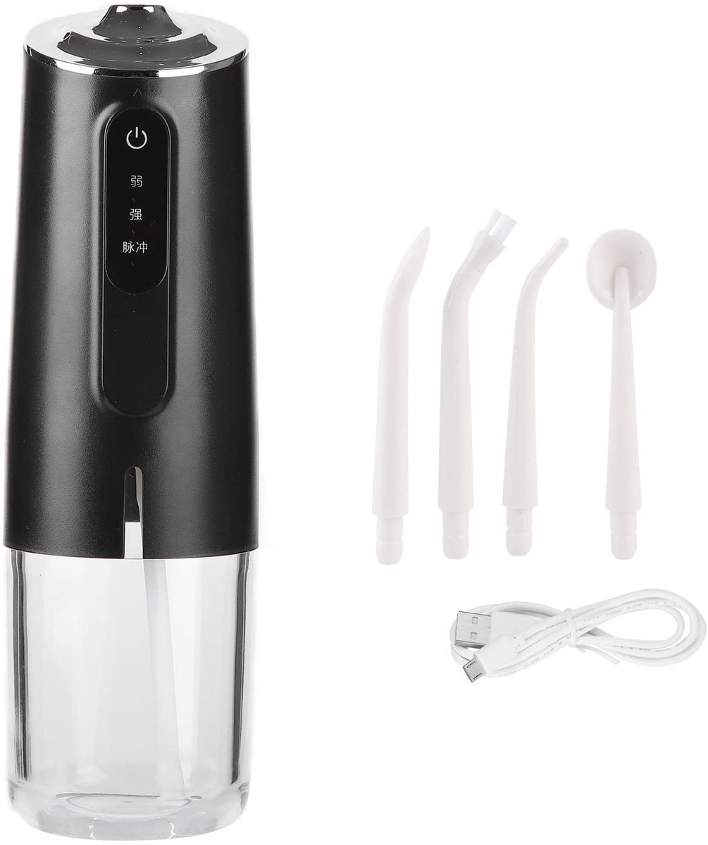 Hand-held Monddouche, 240 Ml Draagbare Monddouche 3-mode USB Oplaadbaar Water Tandzijde Waterdicht Tandreiniger Waterprikker met 1 Mondstuk voor Thuis(zwart)