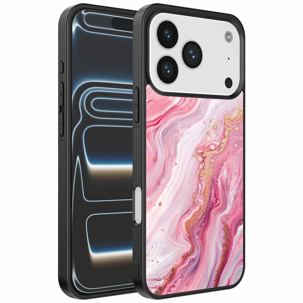 Geschikt voor iPhone 17 Pro Telefoonhoesje met marmer opdruk - TPU backcover case marble design - Roze - Smartphonica geschikt voor iPhone 17 Pro
