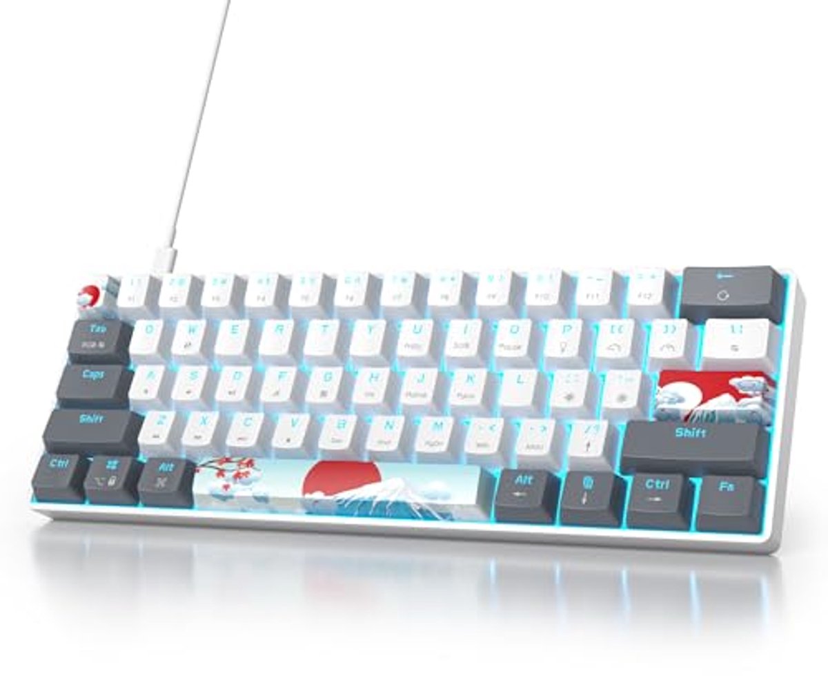RGB Mechanisch Toetsenbord 60% met Rode Schakelaars - Ultra-Compact Gaming Toetsenbord voor Win/Mac/PC