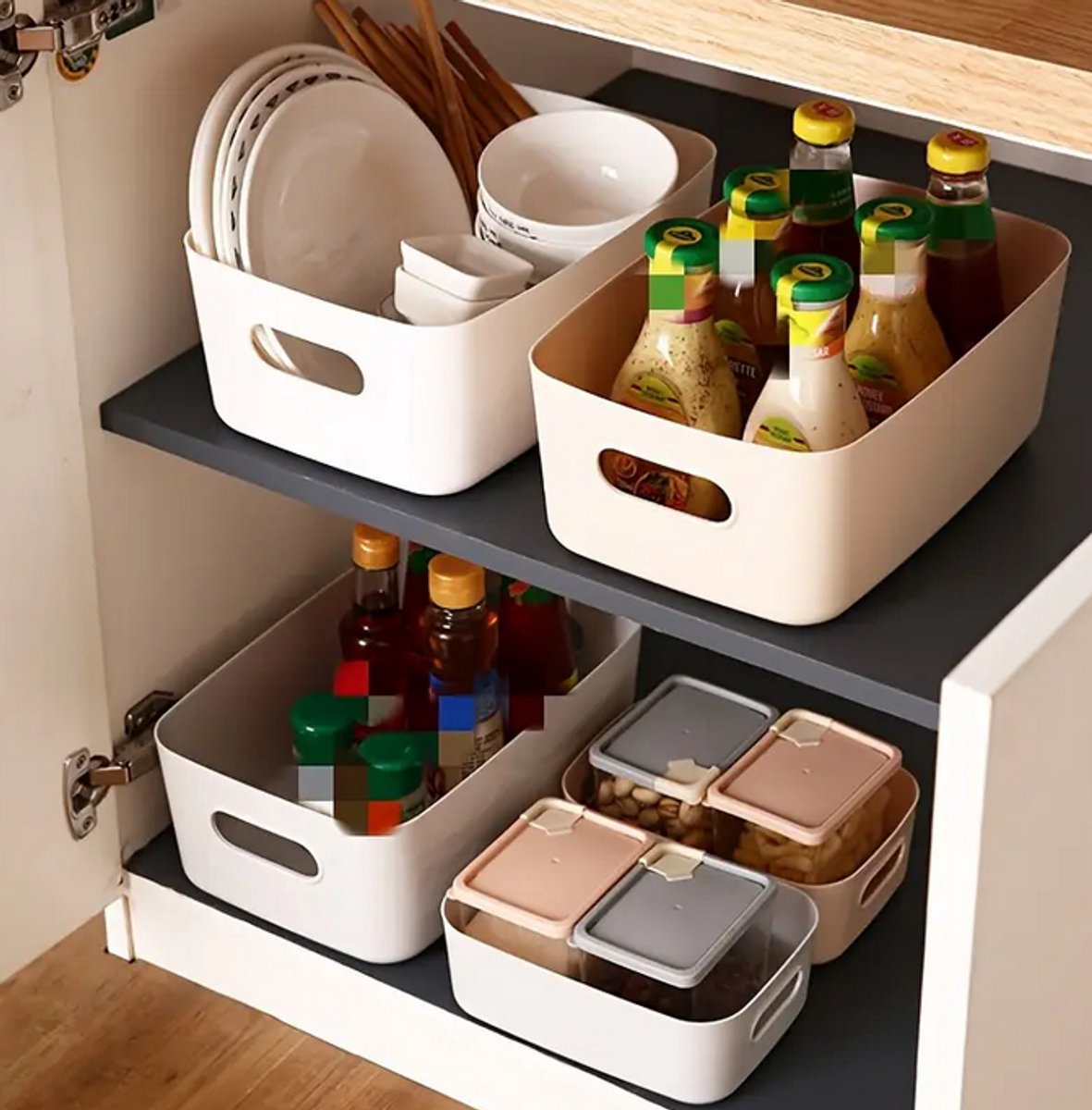 10-Delige Set Kunststof Opbergboxen – Duurzame Multifunctionele Organizers voor Keuken, Badkamer, Kantoor & Cosmetica