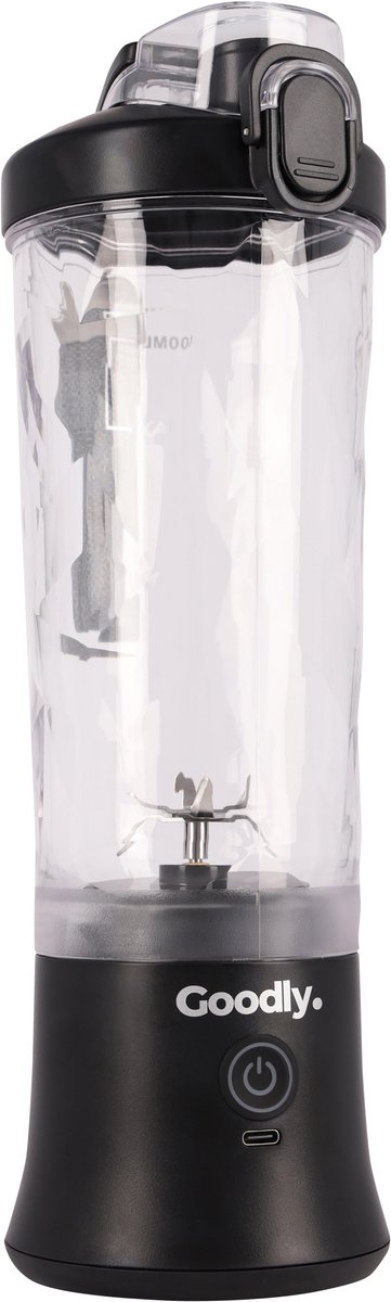 Goodly® Blender to go - led licht - Draagbare Blender - Noodpaket - camping blender - 600ml - zwart