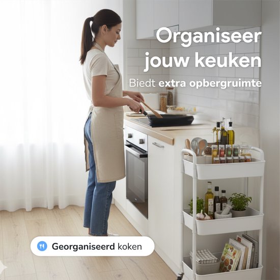 NETEL Uitbreidbaar microgolfrek met lade, 3-laags keukenrek