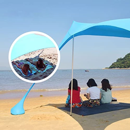 Draagbare Strandtent met UV-bescherming en Zandankers - Lichtgewicht Zonnedak voor Familie-uitjes — afbeelding 4