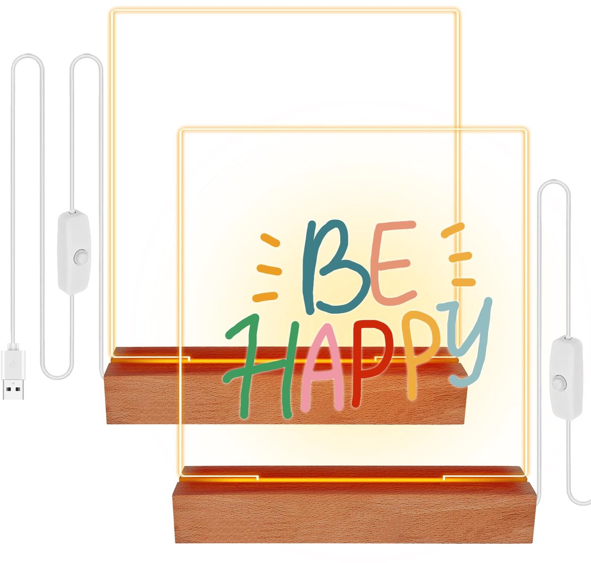 Azomor® Set van 2 LED Houten Bases voor Decoratieve Verlichting en Display